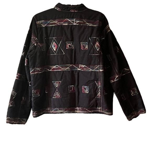 Vintage Black Abstract Print slightly quilted Jacket - Picture 2 of 4